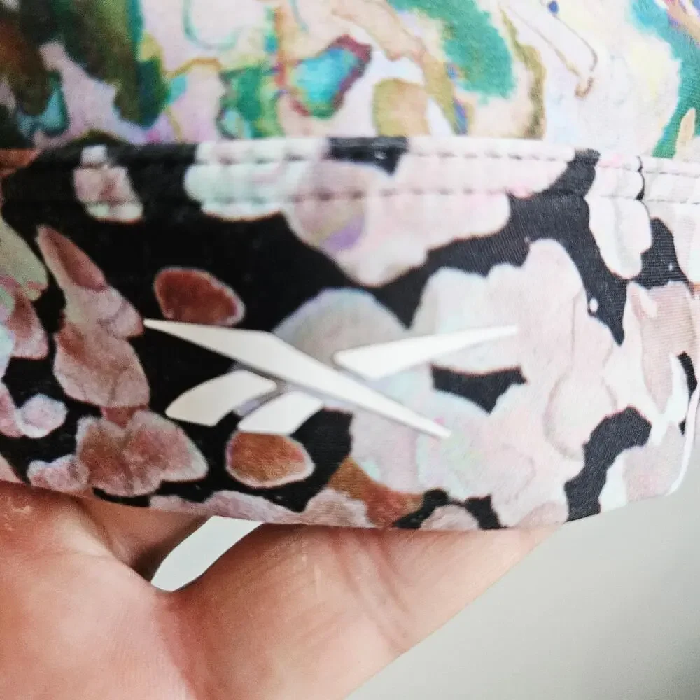Reebok Strappy Back Sports Bra Multicolor Dots Oil Slick Spots Earthy Tone XL